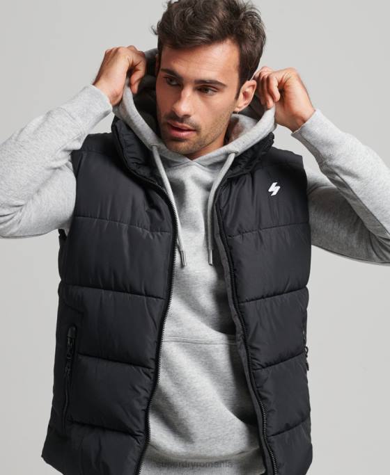 Superdry Gilet sport puf fără glugă îmbrăcăminte negru bărbați JX0Z1102