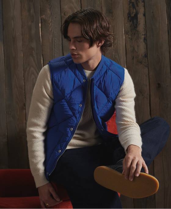 Superdry Gilet uscat din puf de rață ediție limitată îmbrăcăminte albastru bărbați JX0Z4766