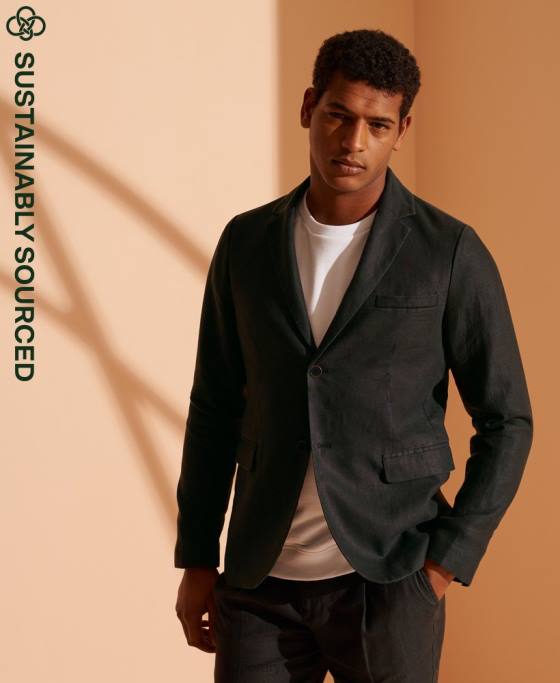 Superdry blazer din cânepă ediție limitată îmbrăcăminte negru bărbați JX0Z4737