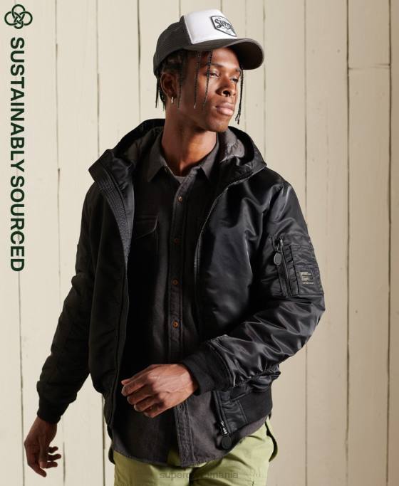 Superdry geacă bomber cu glugă ma1 îmbrăcăminte negru bărbați JX0Z4673