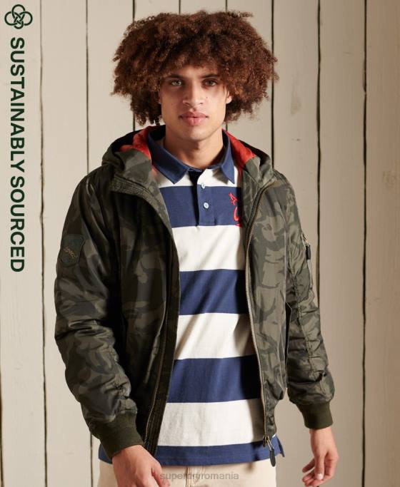 Superdry geacă bomber cu glugă ma1 îmbrăcăminte verde bărbați JX0Z4575