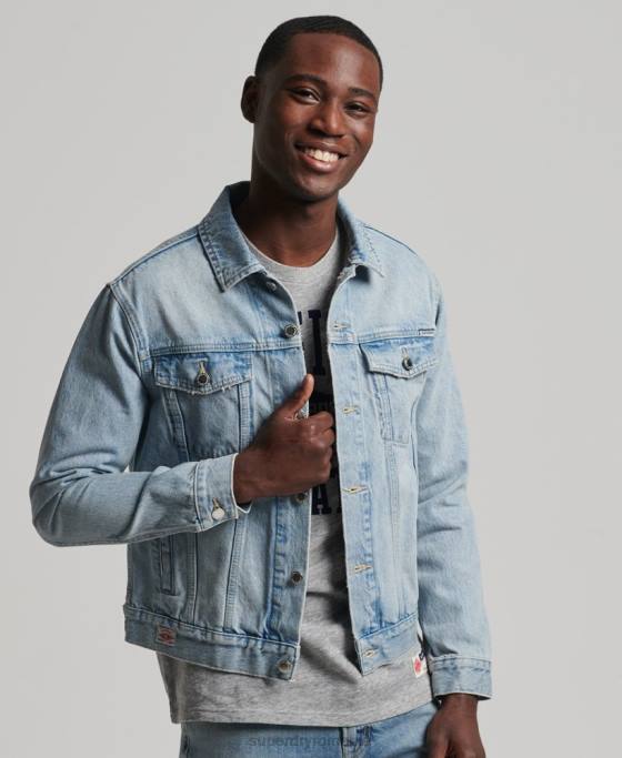 Superdry geacă de camioner de drumar îmbrăcăminte albastru deschis bărbați JX0Z4707