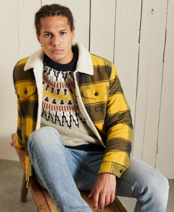 Superdry geacă de camioner din lână sherpa highwayman îmbrăcăminte aur bărbați JX0Z4593