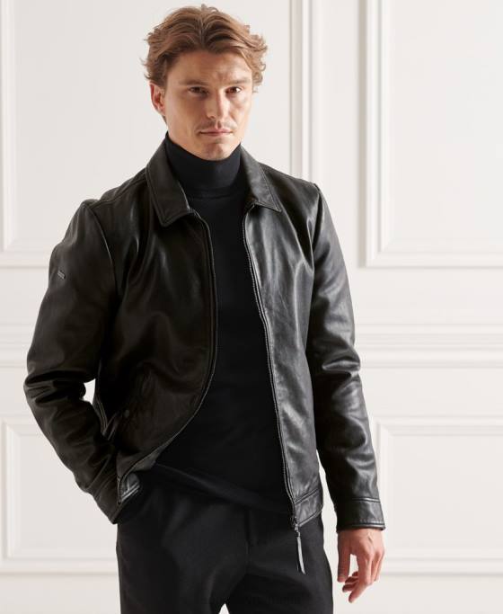 Superdry geaca de piele studios coach îmbrăcăminte negru bărbați JX0Z4781