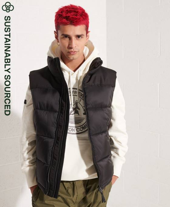 Superdry gilet căptușit îmbrăcăminte negru bărbați JX0Z4572