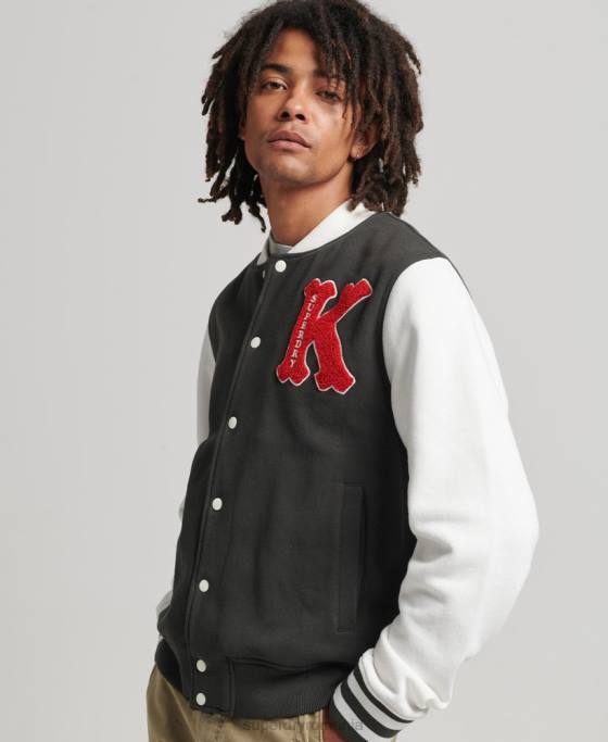 Superdry jachetă bomber colegială de epocă îmbrăcăminte negru bărbați JX0Z796