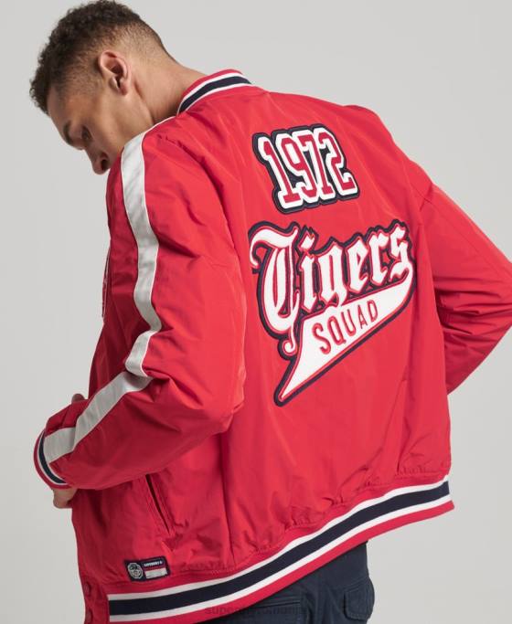 Superdry jachetă bomber colegială de lux îmbrăcăminte roșu bărbați JX0Z4612
