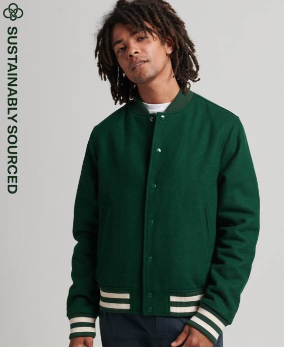 Superdry jachetă bomber de colegiu îmbrăcăminte verde bărbați JX0Z4477