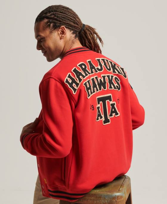 Superdry jachetă bomber din jerseu colegial îmbrăcăminte roșu bărbați JX0Z5217