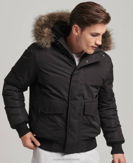 Superdry jachetă bomber everest îmbrăcăminte gri inchis bărbați JX0Z4503