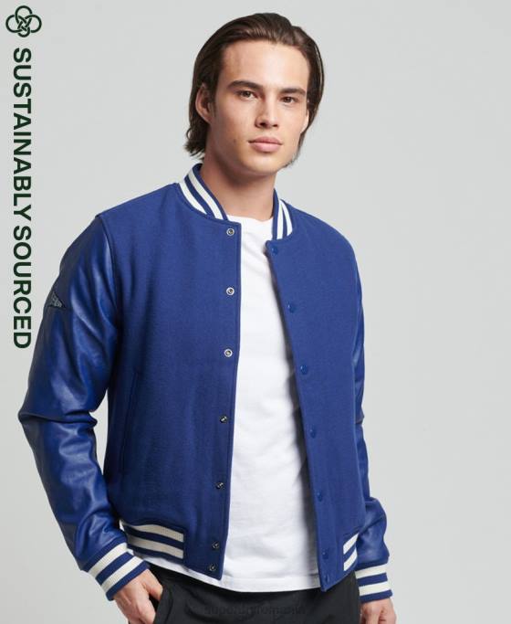 Superdry jachetă bomber vintage varsity îmbrăcăminte albastru bărbați JX0Z4721
