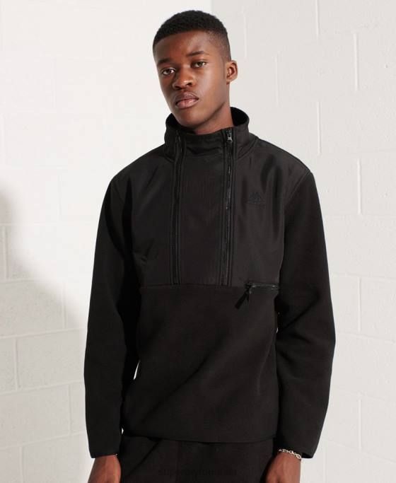 Superdry jachetă cu jumătate de fermoar din lână sport de munte îmbrăcăminte negru bărbați JX0Z5132