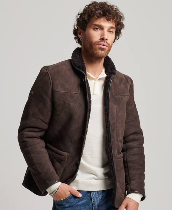 Superdry jachetă din shearling deck îmbrăcăminte maro bărbați JX0Z4743