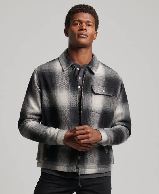 Superdry jachetă harrington de lână de epocă îmbrăcăminte negru bărbați JX0Z4594