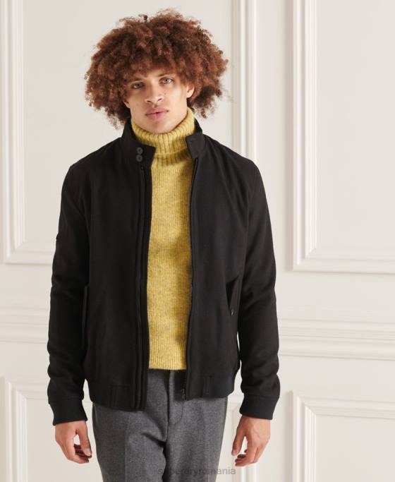 Superdry jachetă harrington din lână studios îmbrăcăminte negru bărbați JX0Z4672