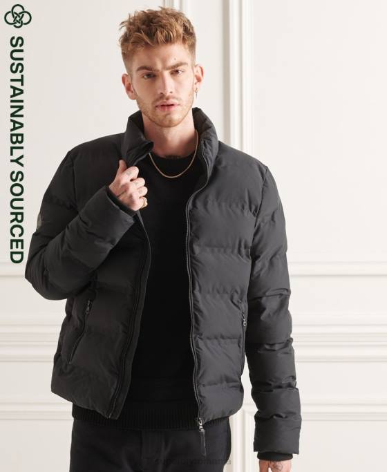 Superdry jachetă matlasată cu radar suprem îmbrăcăminte negru bărbați JX0Z4622