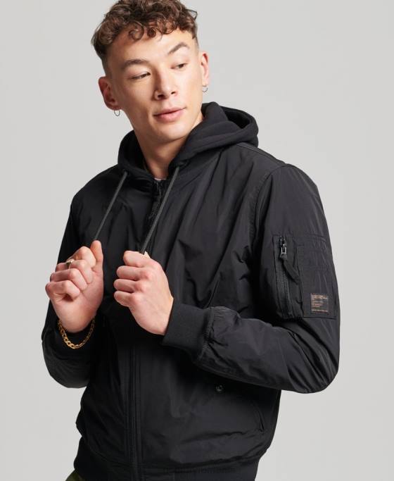 Superdry jachetă militară aviator îmbrăcăminte negru bărbați JX0Z1159