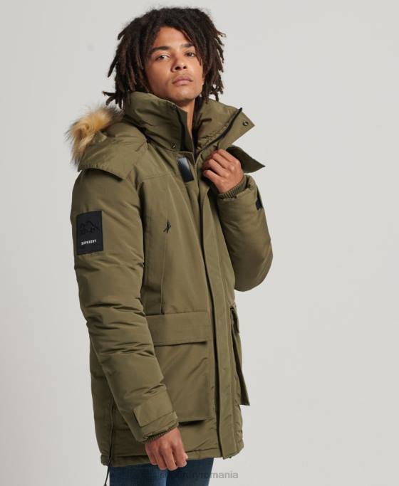 Superdry jachetă parka Everest cu glugă din blană artificială îmbrăcăminte kaki bărbați JX0Z999