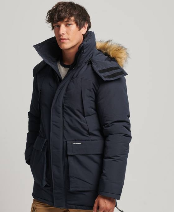 Superdry jachetă parka Everest cu glugă din blană artificială îmbrăcăminte marina bărbați JX0Z957
