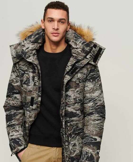 Superdry jachetă parka Everest cu glugă din blană artificială îmbrăcăminte verde bărbați JX0Z4547