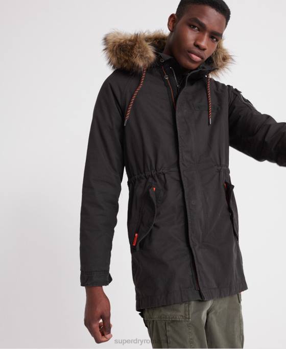 Superdry jachetă parka aviator pentru începători de munte îmbrăcăminte negru bărbați JX0Z4605