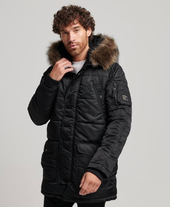 Superdry jachetă parka chinook îmbrăcăminte gri inchis bărbați JX0Z4447