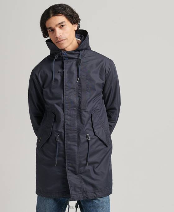 Superdry jachetă parka militară de epocă Fishhatil îmbrăcăminte albastru bărbați JX0Z4715