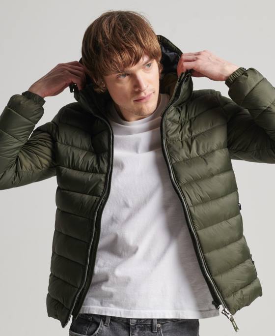 Superdry jachetă puf clasică cu glugă îmbrăcăminte kaki bărbați JX0Z1016