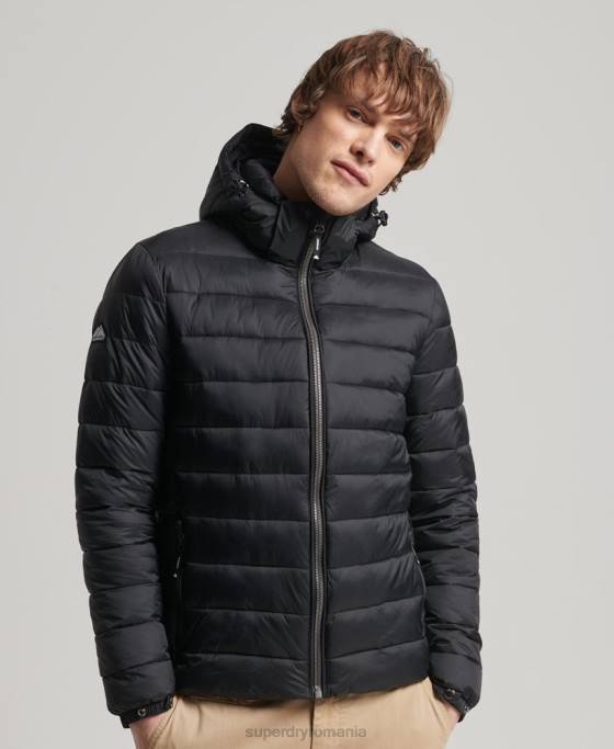 Superdry jachetă puf clasică cu glugă îmbrăcăminte negru bărbați JX0Z1087