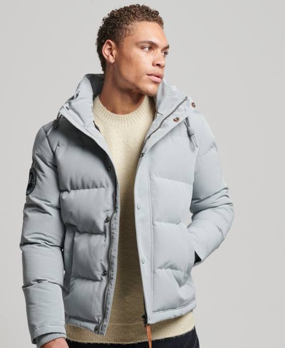 Superdry jachetă puf cu glugă everest îmbrăcăminte albastru deschis bărbați JX0Z1158