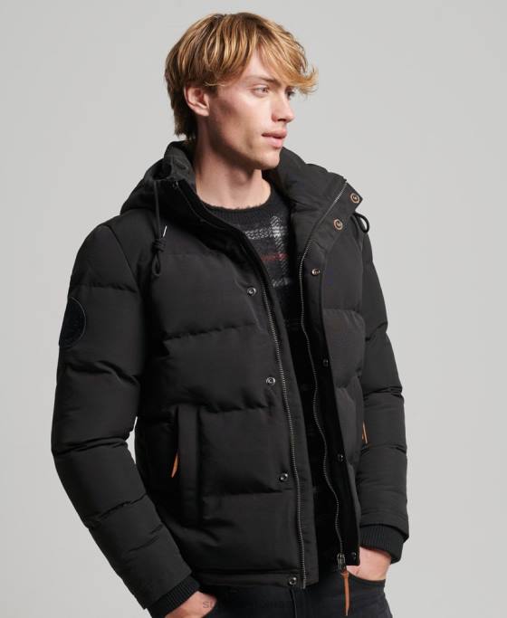 Superdry jachetă puf cu glugă everest îmbrăcăminte gri inchis bărbați JX0Z1095