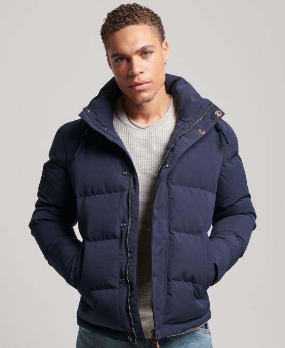 Superdry jachetă puf cu glugă everest îmbrăcăminte marina bărbați JX0Z1106