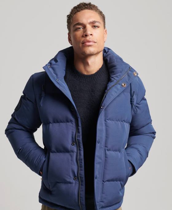 Superdry jachetă puf cu glugă everest îmbrăcăminte marina bărbați JX0Z1129
