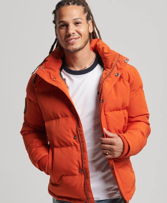 Superdry jachetă puf cu glugă everest îmbrăcăminte portocale bărbați JX0Z1122