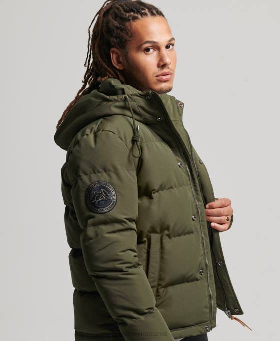 Superdry jachetă puf cu glugă everest îmbrăcăminte verde bărbați JX0Z1077