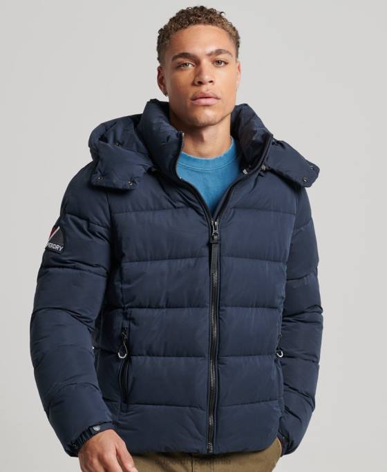 Superdry jachetă pufă de munte din microfibră îmbrăcăminte marina bărbați JX0Z1045