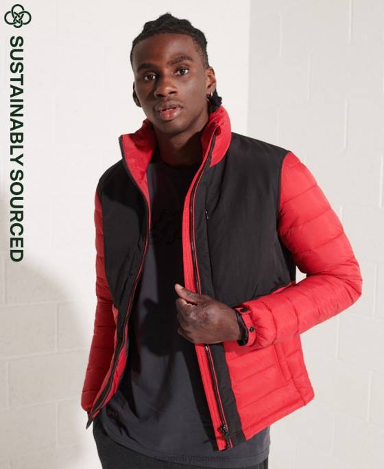 Superdry jachetă puf pentru expediție fără glugă îmbrăcăminte roșu bărbați JX0Z4570