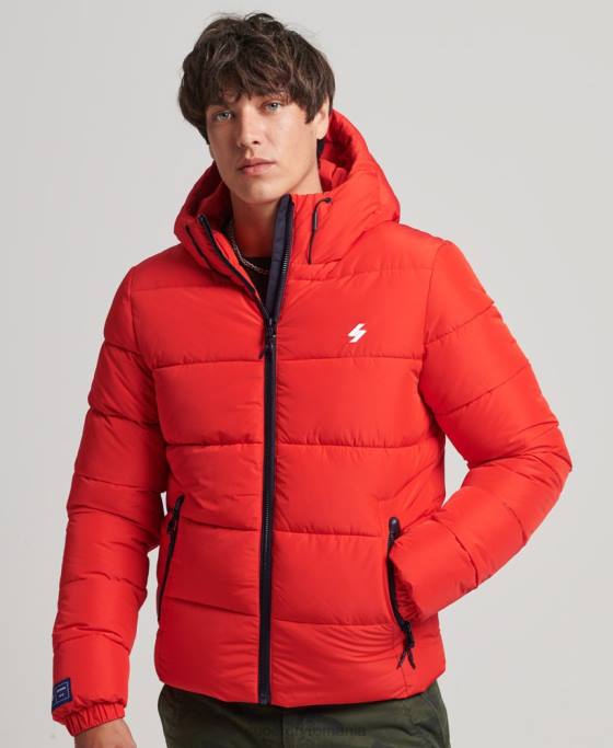 Superdry jachetă puf sport cu glugă îmbrăcăminte roșu bărbați JX0Z1031