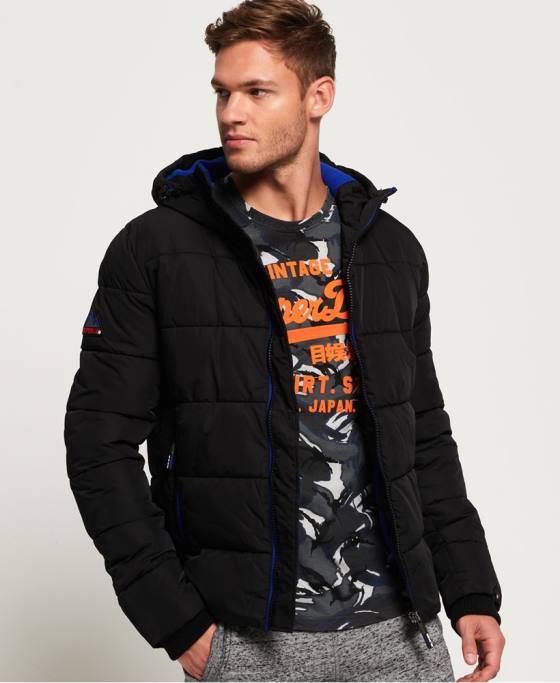 Superdry jachetă puf sport îmbrăcăminte negru bărbați JX0Z1170
