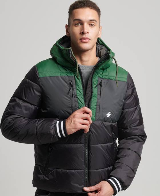 Superdry jachetă sport puf color block îmbrăcăminte negru bărbați JX0Z4597