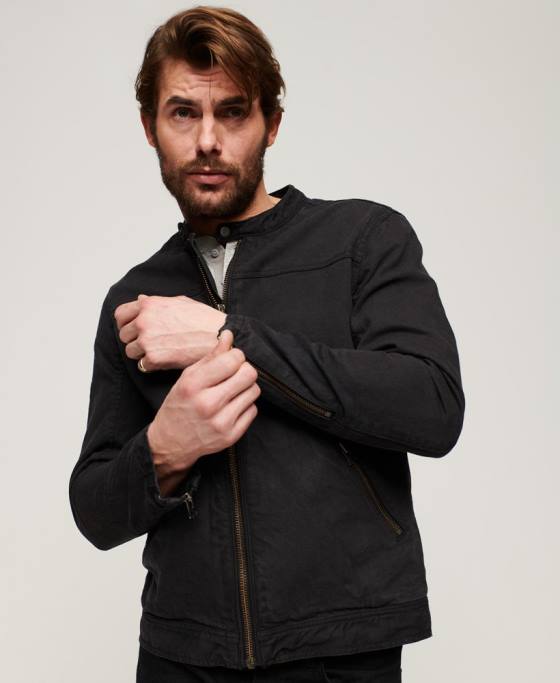 Superdry jachetă vintage bull denim de curse îmbrăcăminte gri inchis bărbați JX0Z24