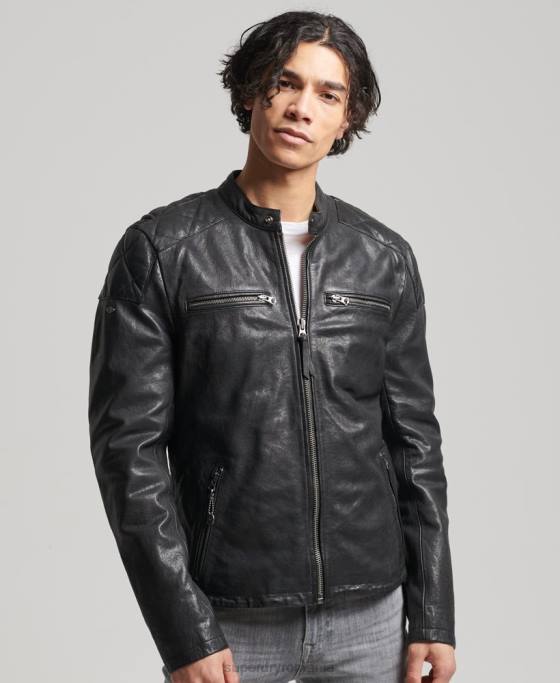 Superdry jacheta moto racer îmbrăcăminte negru bărbați JX0Z4776