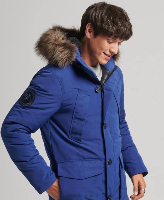 Superdry parka Everest cu glugă din blană artificială îmbrăcăminte marina bărbați JX0Z4498