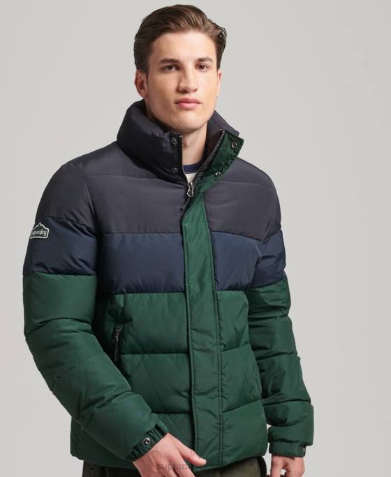 Superdry puffer vintage retro cb îmbrăcăminte verde bărbați JX0Z4471