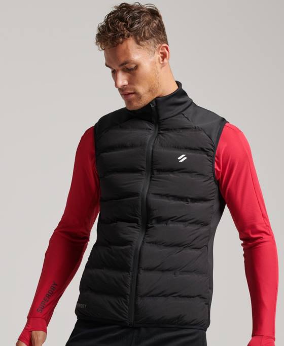 Superdry rulați gilet căptușit hibrid îmbrăcăminte negru bărbați JX0Z1133