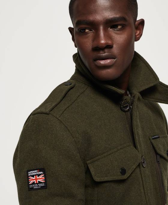 Superdry sacou tito din lana cu patru buzunare îmbrăcăminte verde bărbați JX0Z1203