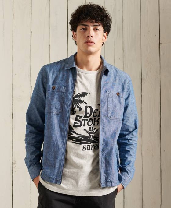 Superdry supracămașă shorebreak îmbrăcăminte albastru bărbați JX0Z4786