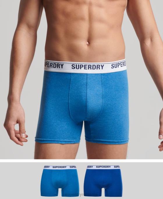 Superdry boxer din bumbac organic pachet dublu îmbrăcăminte albastru bărbați JX0Z1736