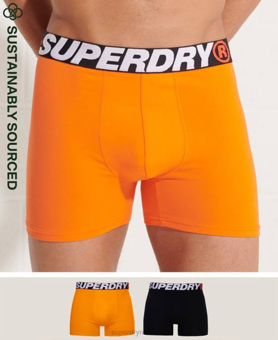 Superdry boxer din bumbac organic pachet dublu îmbrăcăminte portocale bărbați JX0Z1881