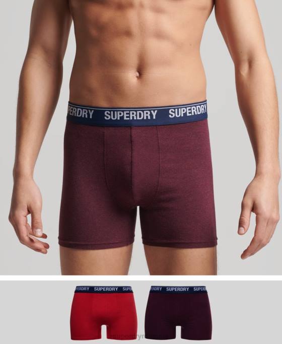 Superdry boxer din bumbac organic pachet dublu îmbrăcăminte roșu bărbați JX0Z1833